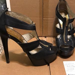 Michael kors black platforms sandal heels